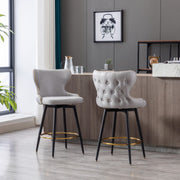 Carson Fabric Swivel Bar Stool Set of 2 – Light Grey