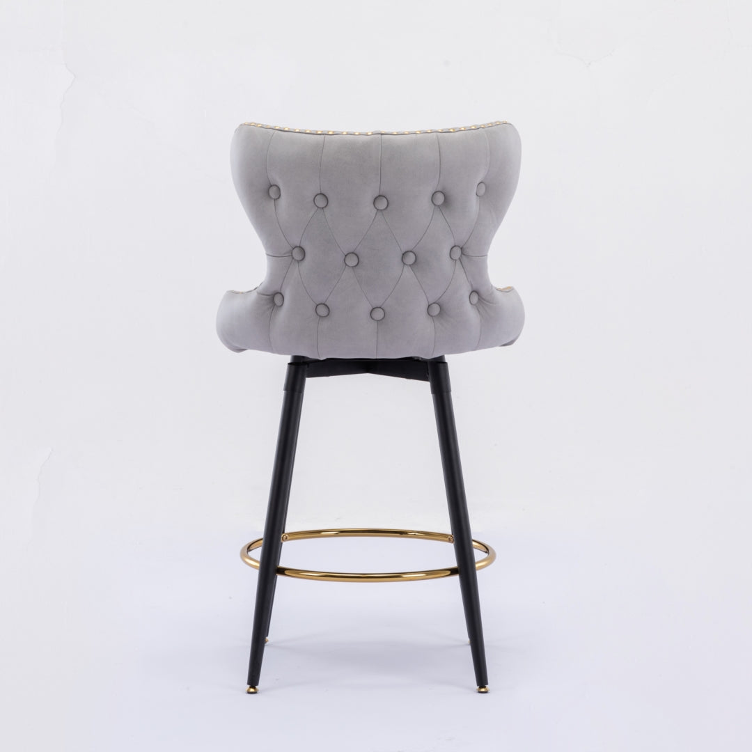 Carson Fabric Swivel Bar Stool Set of 2 – Light Grey