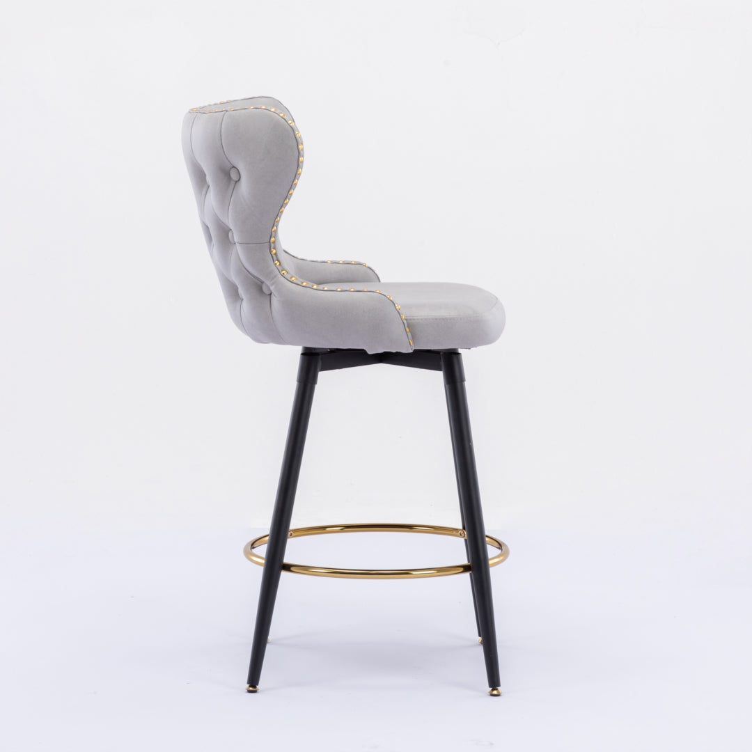 Carson Fabric Swivel Bar Stool Set of 2 – Light Grey