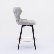 Carson Fabric Swivel Bar Stool Set of 2 – Light Grey