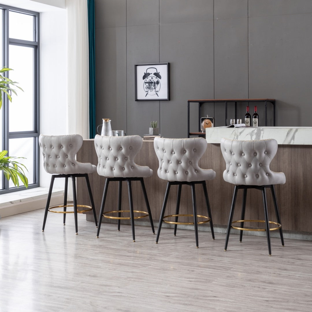 Carson Fabric Swivel Bar Stool Set of 2 – Light Grey