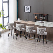 Carson Fabric Swivel Bar Stool Set of 2 – Light Grey