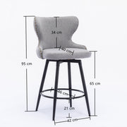 Carson Fabric Swivel Bar Stool Set of 2 – Light Grey