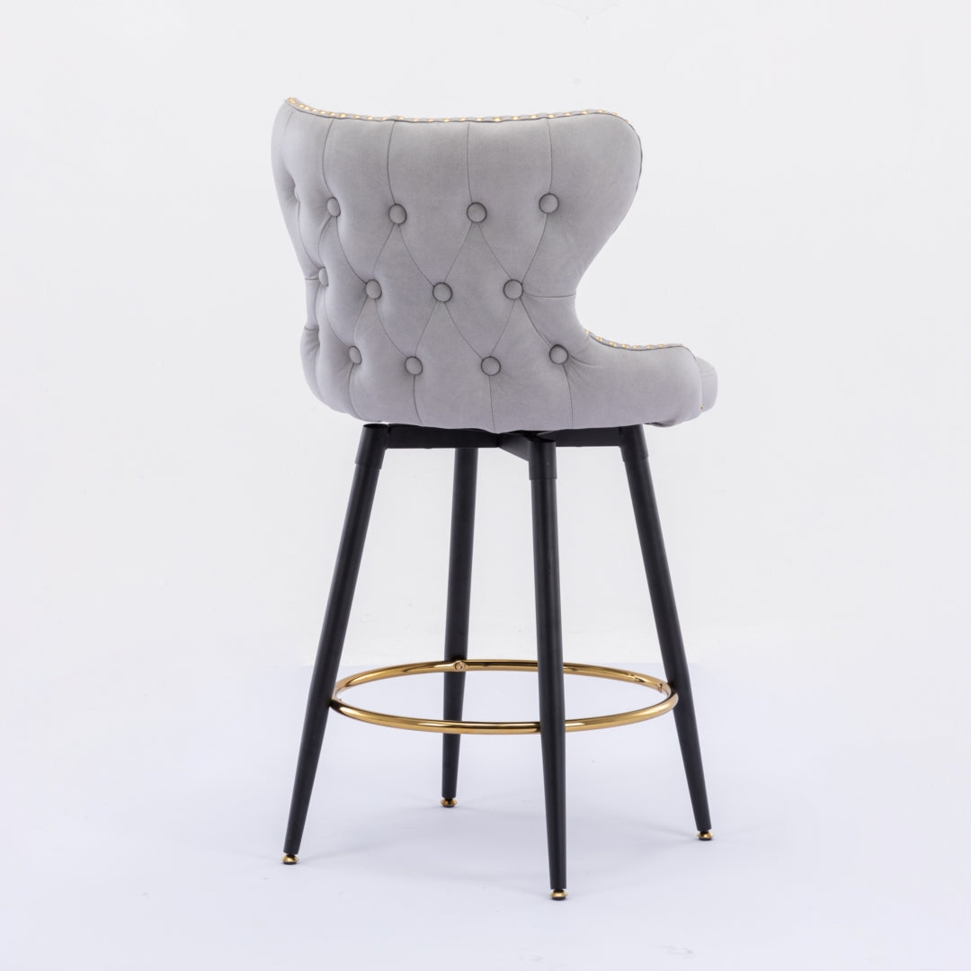 Carson Fabric Swivel Bar Stool Set of 2 – Light Grey