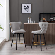 Carson Fabric Swivel Bar Stool Set of 2 – Light Grey