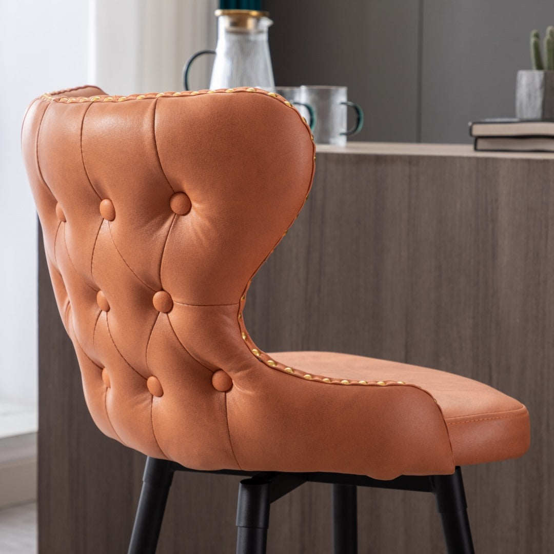 Celeste Fabric Swivel Bar Stool Set of 2 – Orange