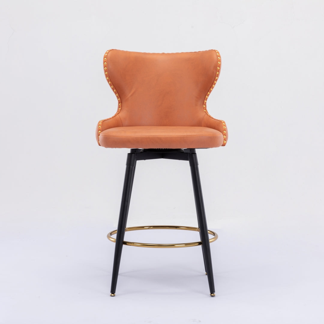 Celeste Fabric Swivel Bar Stool Set of 2 – Orange