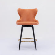 Celeste Fabric Swivel Bar Stool Set of 2 – Orange