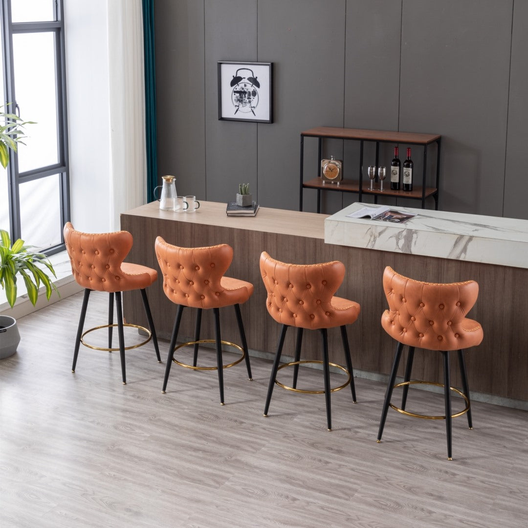 Celeste Fabric Swivel Bar Stool Set of 2 – Orange