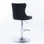 Calista Velvet Gas-Lift Swivel Bar Stool Set of 2 – Black