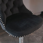 Calista Velvet Gas-Lift Swivel Bar Stool Set of 2 – Black