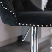 Calista Velvet Gas-Lift Swivel Bar Stool Set of 2 – Black