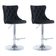 Calista Velvet Gas-Lift Swivel Bar Stool Set of 2 – Black
