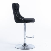 Calista Velvet Gas-Lift Swivel Bar Stool Set of 2 – Black