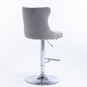 Gray Velvet Gas-Lift Swivel Bar Stool Set of 2 – Grey