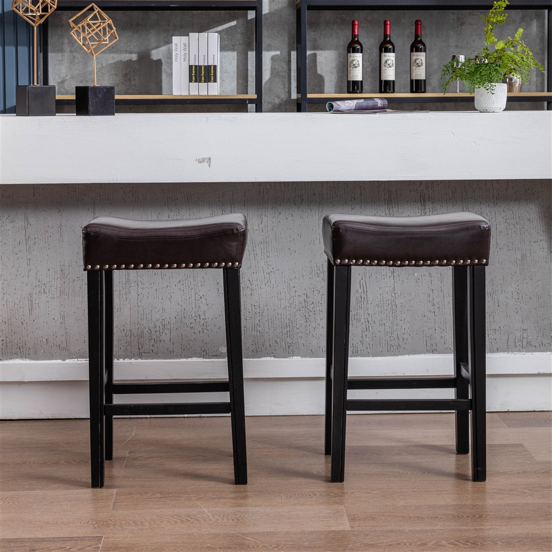 Cambridge Adjustable Backless Kitchen Bar Stool Set of 2 – Brown