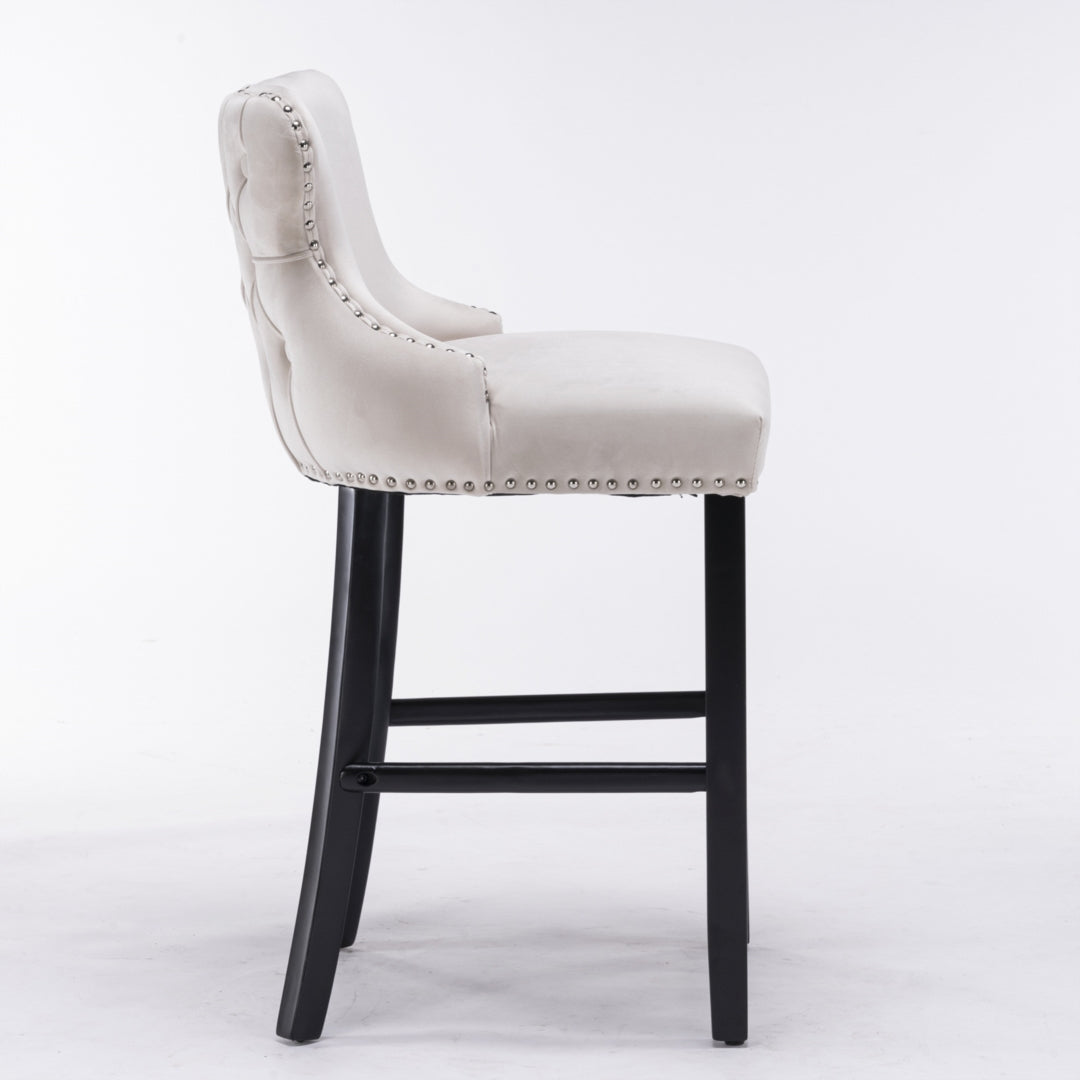 Each Velvet Bar Stool Set of 2 – Beige