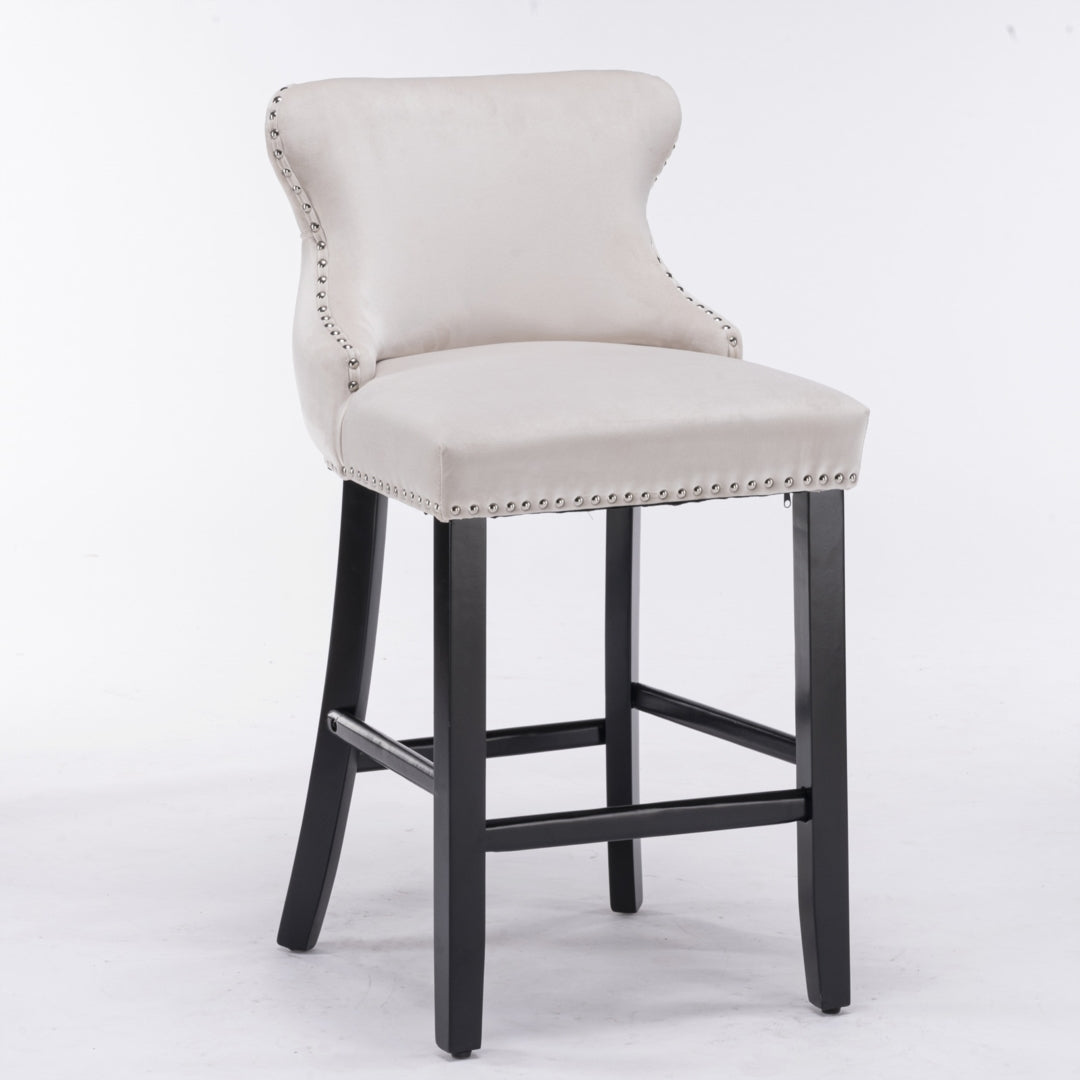 Each Velvet Bar Stool Set of 2 – Beige