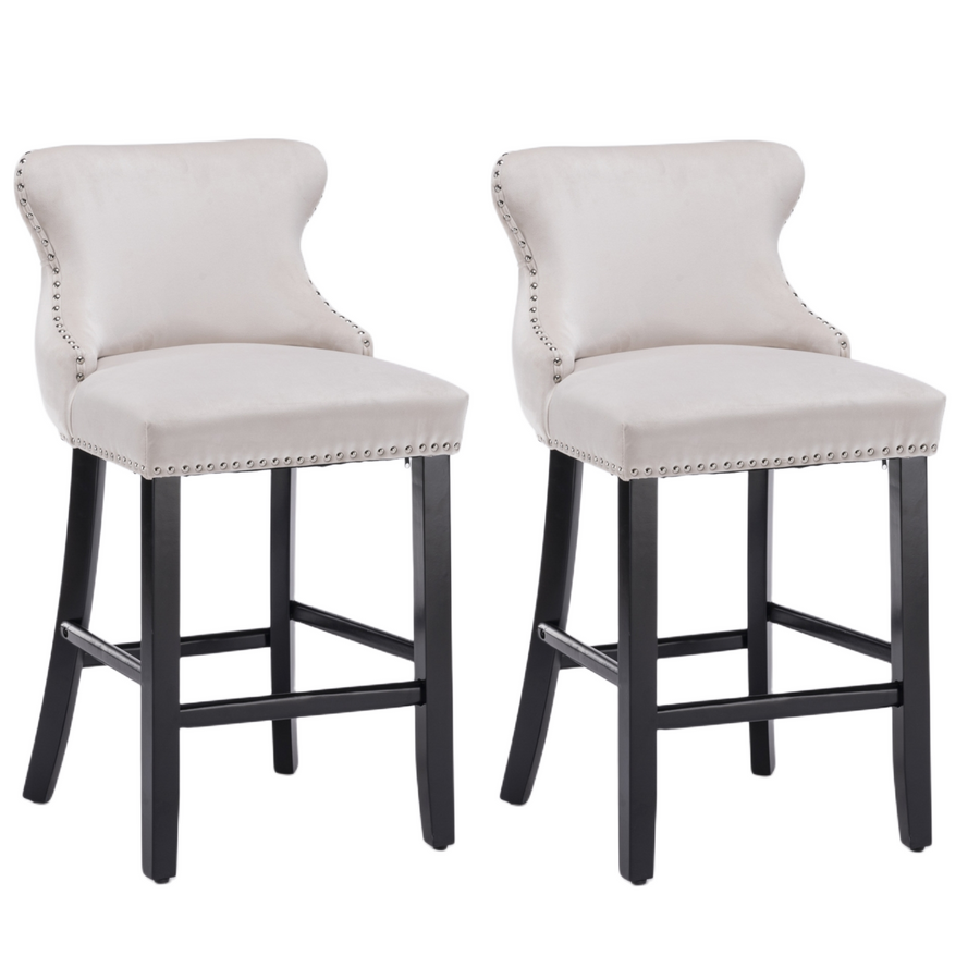 Each Velvet Bar Stool Set of 2 – Beige