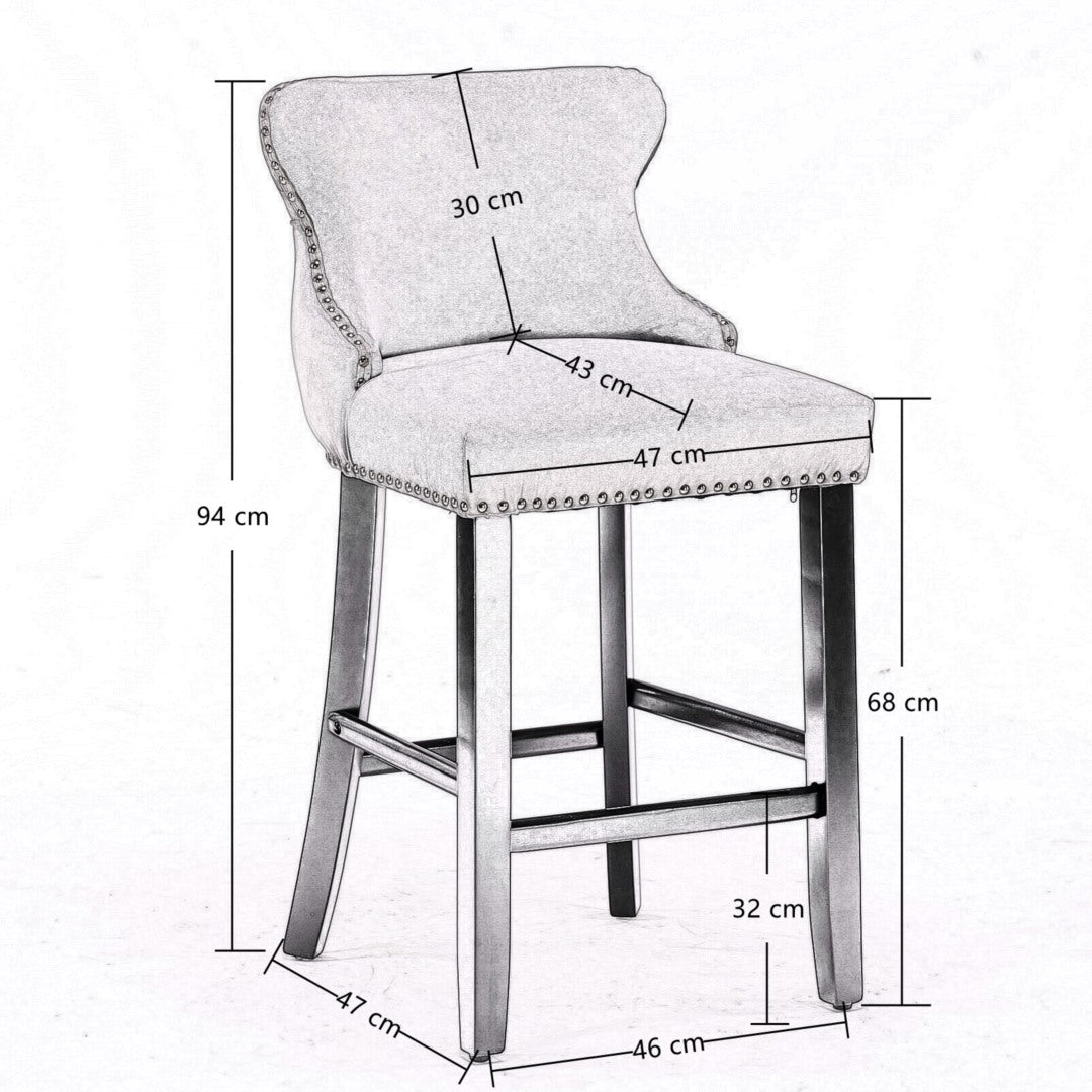 Each Velvet Bar Stool Set of 2 – Beige
