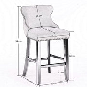 Each Velvet Bar Stool Set of 2 – Beige
