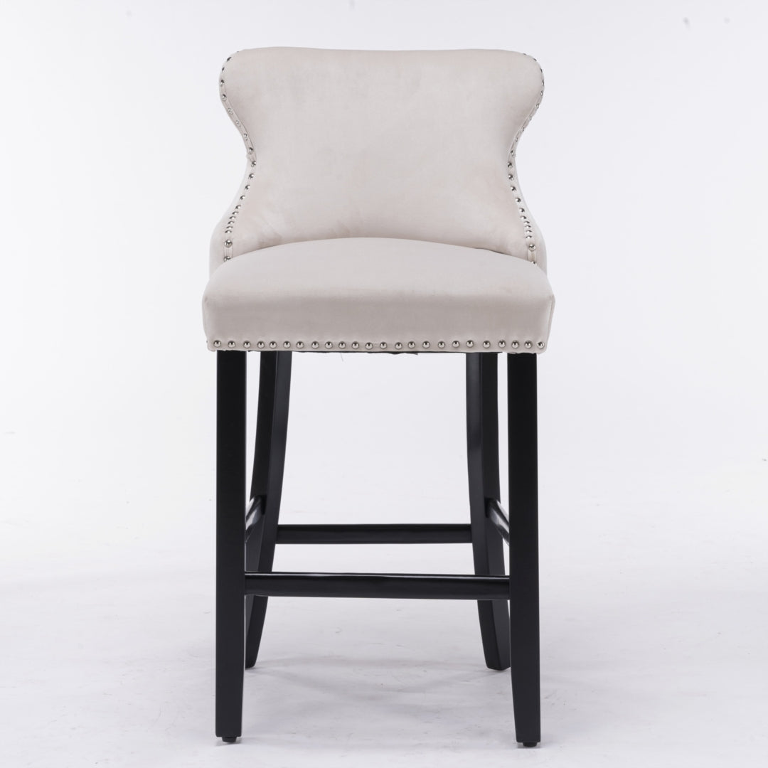Each Velvet Bar Stool Set of 2 – Beige