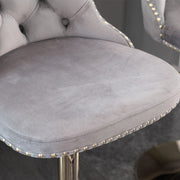 Stylish Velvet Gas-Lift Swivel Bar Stool Set of 2 – Grey