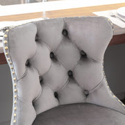 Stylish Velvet Gas-Lift Swivel Bar Stool Set of 2 – Grey