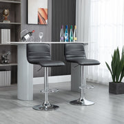 Versatile PU Leather Gas-Lift Swivel Bar Stool Set of 2 – Black