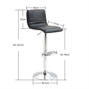 Versatile PU Leather Gas-Lift Swivel Bar Stool Set of 2 – Black