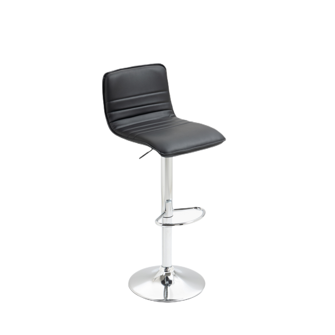 Versatile PU Leather Gas-Lift Swivel Bar Stool Set of 2 – Black