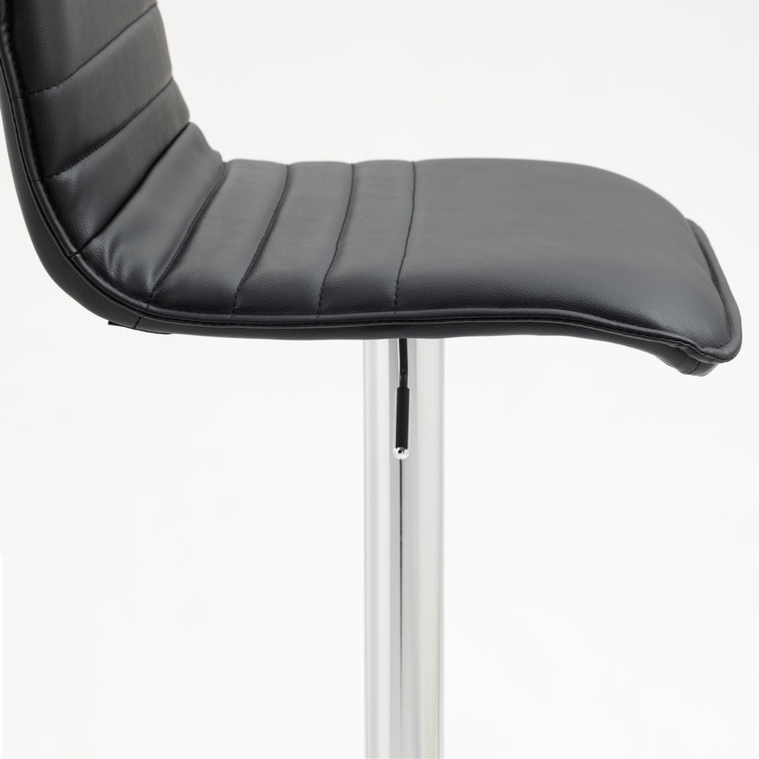 Versatile PU Leather Gas-Lift Swivel Bar Stool Set of 2 – Black