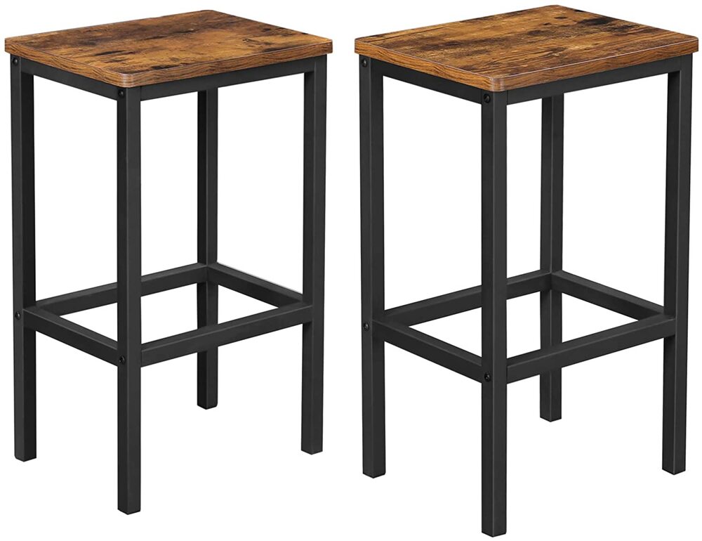 VASAGLE ALINRU Bar Stools Set of 2 Bar Chairs Rustic Brown LBC65X