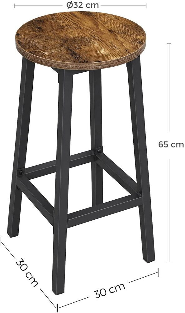 Voss Industrial Bar Stool Set of 2 – Brown