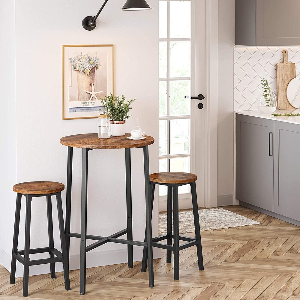 Voss Industrial Bar Stool Set of 2 – Brown