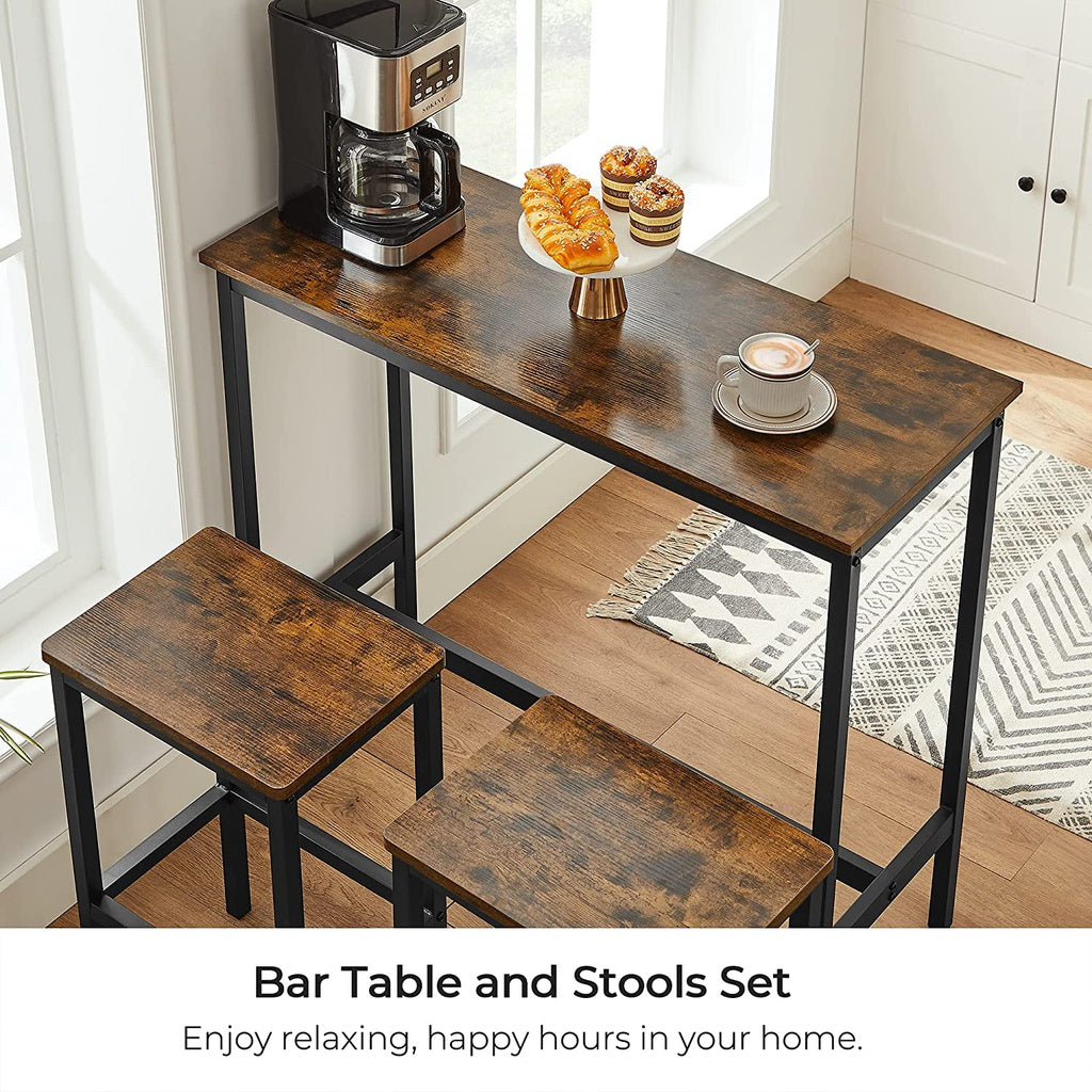 Benson Bar Table & Stool Set – Brown