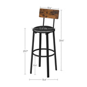 Carmel PU Leather Bar Stool Set of 2 – Brown