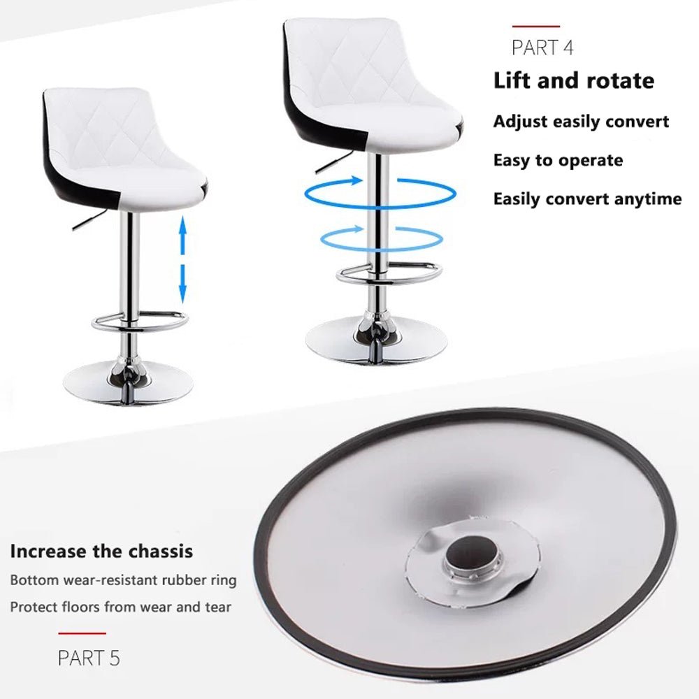 Sierra PU Leather Gas-Lift Swivel Kitchen Bar Stool – Black