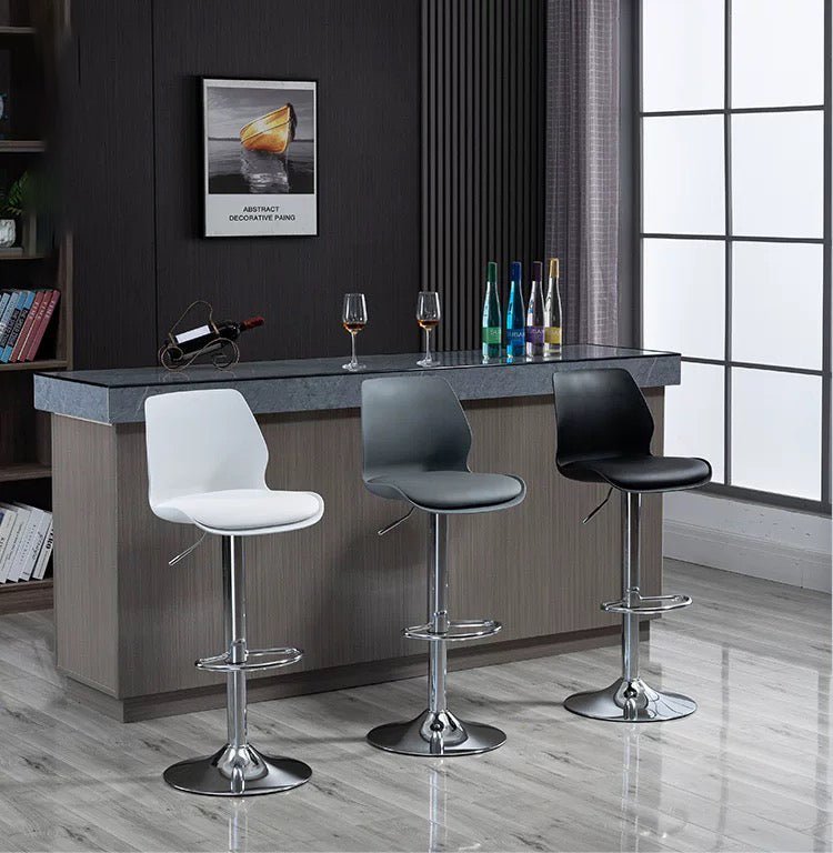Elodie PU Leather Gas-Lift Swivel Kitchen Bar Stool – Black