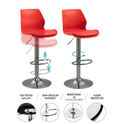Elodie PU Leather Gas-Lift Swivel Kitchen Bar Stool – Red