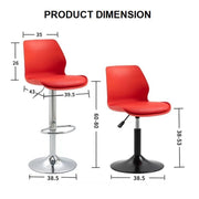 Elodie PU Leather Gas-Lift Swivel Kitchen Bar Stool – Red