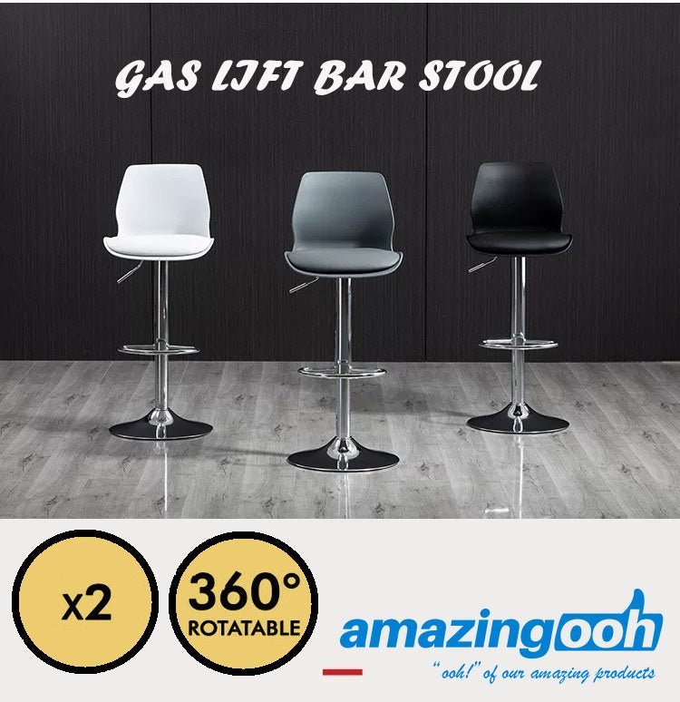 Elodie PU Leather Gas-Lift Swivel Kitchen Bar Stool – White