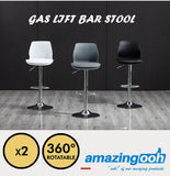 Bar Stools Kitchen Bar Stool Leather Barstools Swivel Gas Lift Counter Chairs x2 BS8404 White