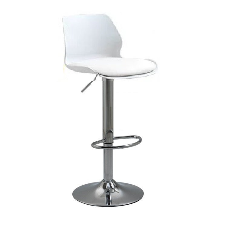 Elodie PU Leather Gas-Lift Swivel Kitchen Bar Stool – White