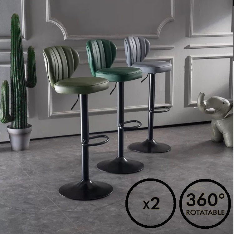 Maxim PU Leather Gas-Lift Swivel Kitchen Bar Stool – Black