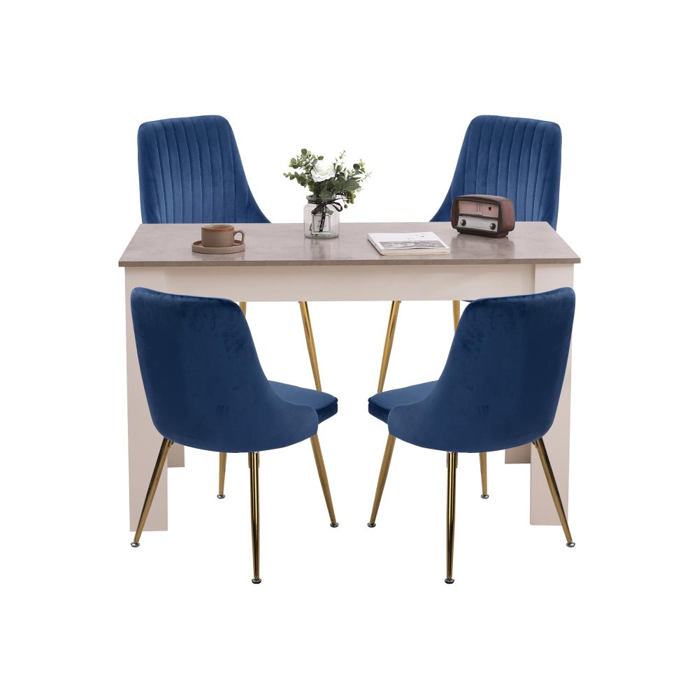 Bancroft Velvet Dining Set – Grey