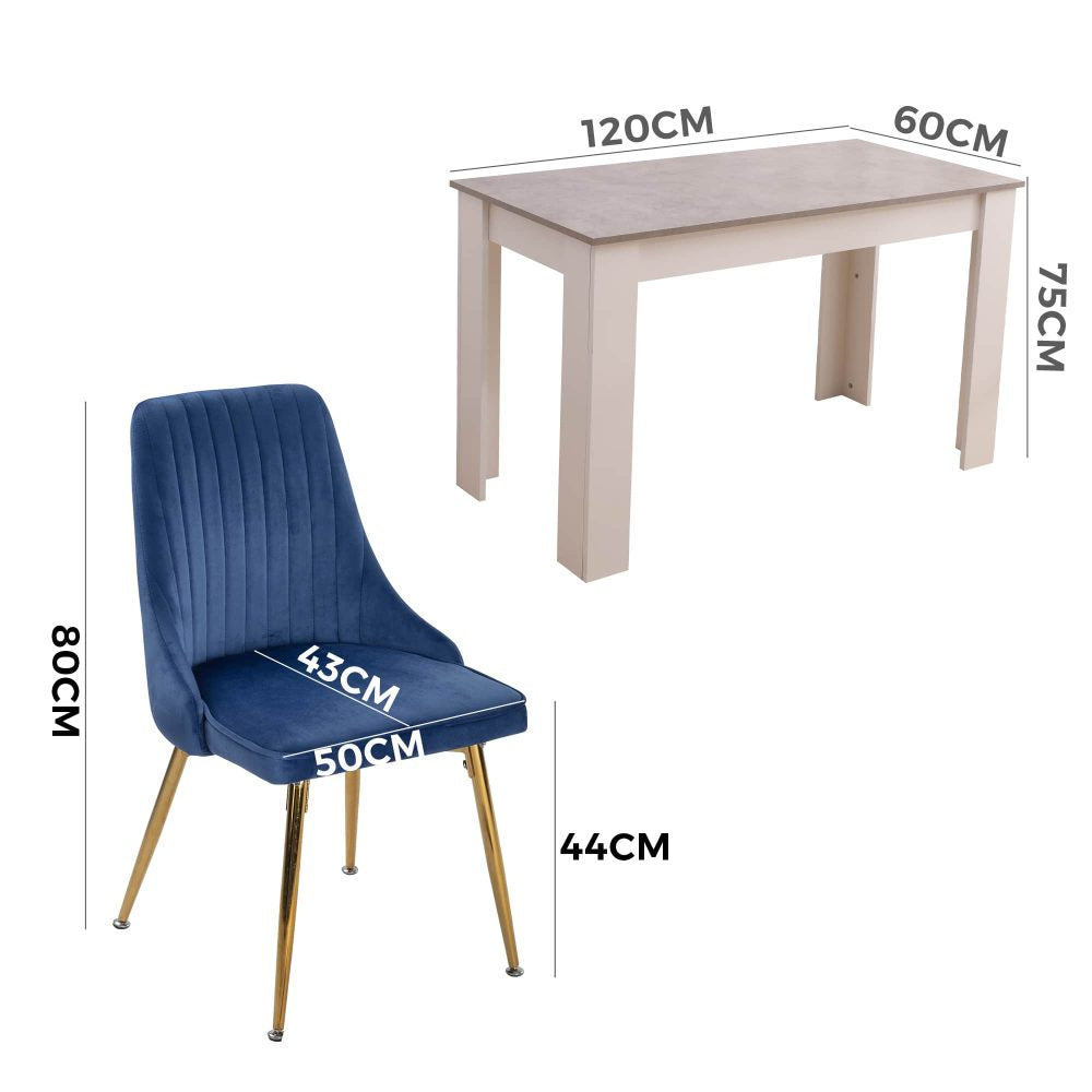 Bancroft Velvet Dining Set – Grey