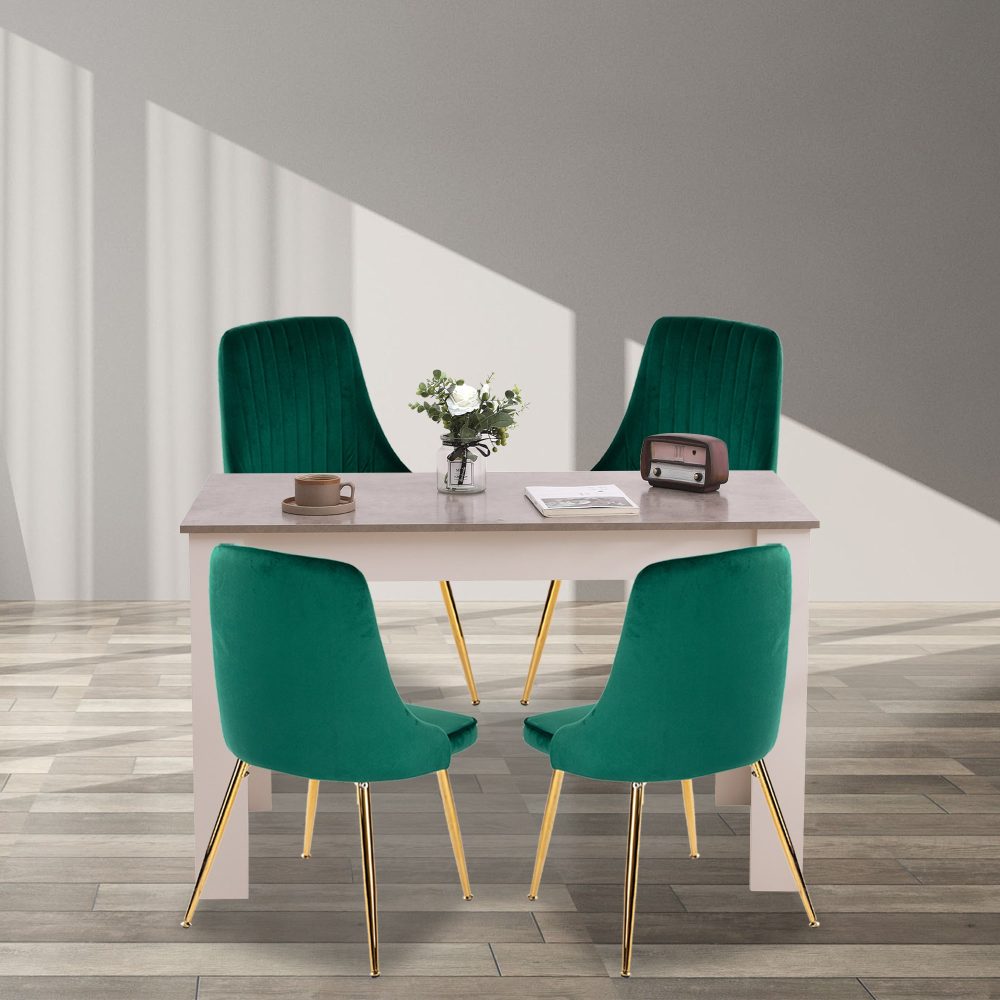 Bayside Velvet Dining Set – Grey