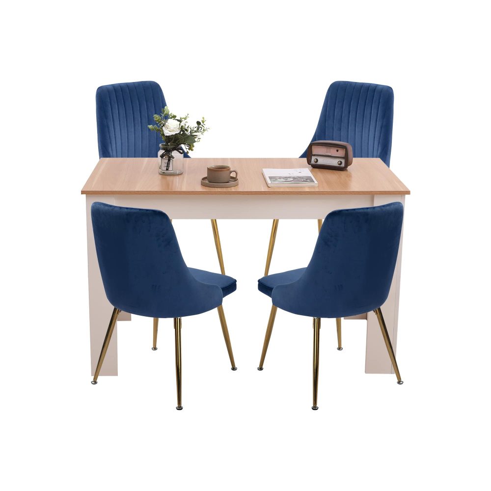 Beaumont Velvet Dining Set – Natural