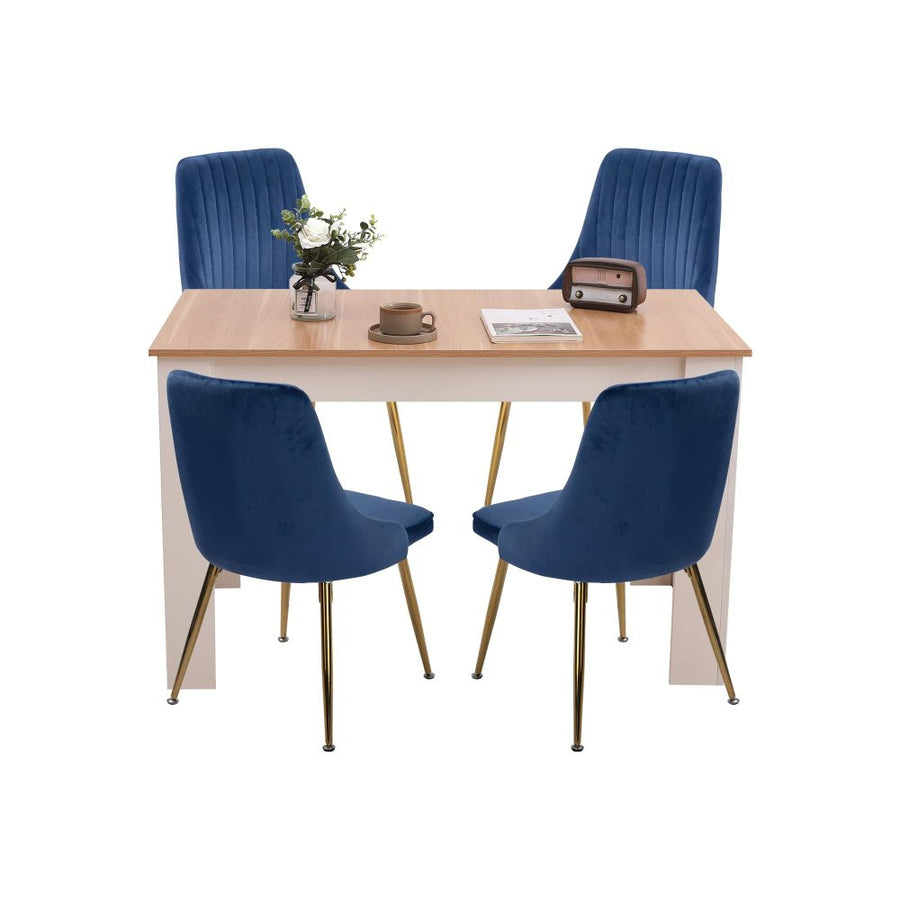 Beaumont Velvet Dining Set – Natural